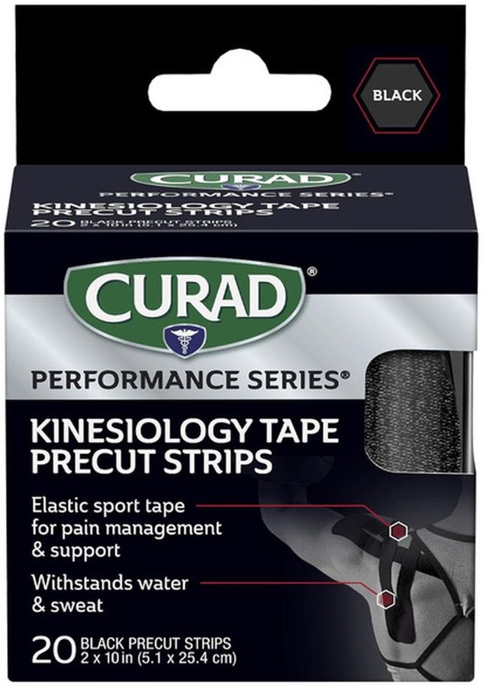 Ironman Performance Series Kinesiology Tape Precut Self-Adhesive Strips - Black