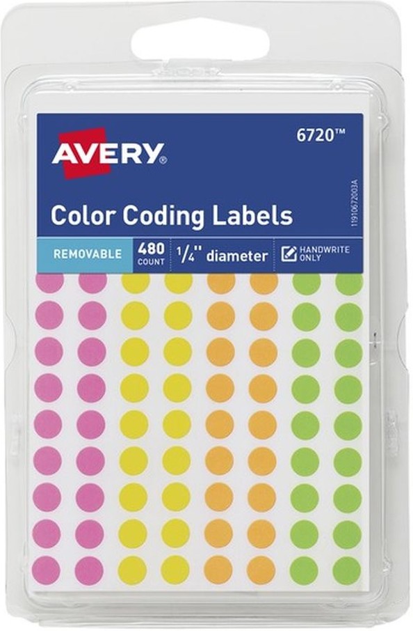 Removable Round Color Coding Labels With 1/2" Diameter