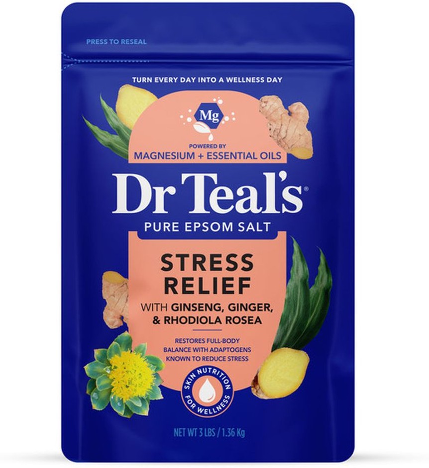 Pure Epsom Salt, Ginseng, Ginger, Rhodiola Rosea, Stress Relief
