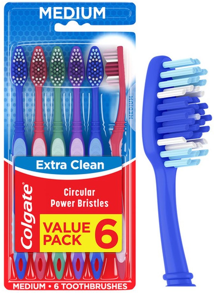 Extra Clean Medium Toothbrushes Pack with Tongue Cleaner