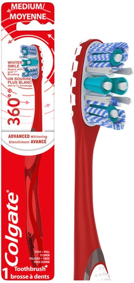360 Advanced Optic White Medium Toothbrush for Stain Removal