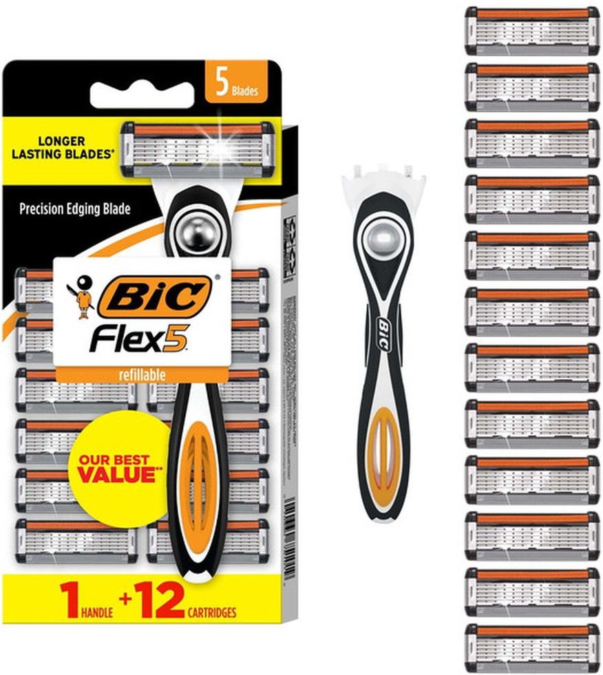 Flex 5 Long-Lasting 5-Blades Refillable Razors for Men