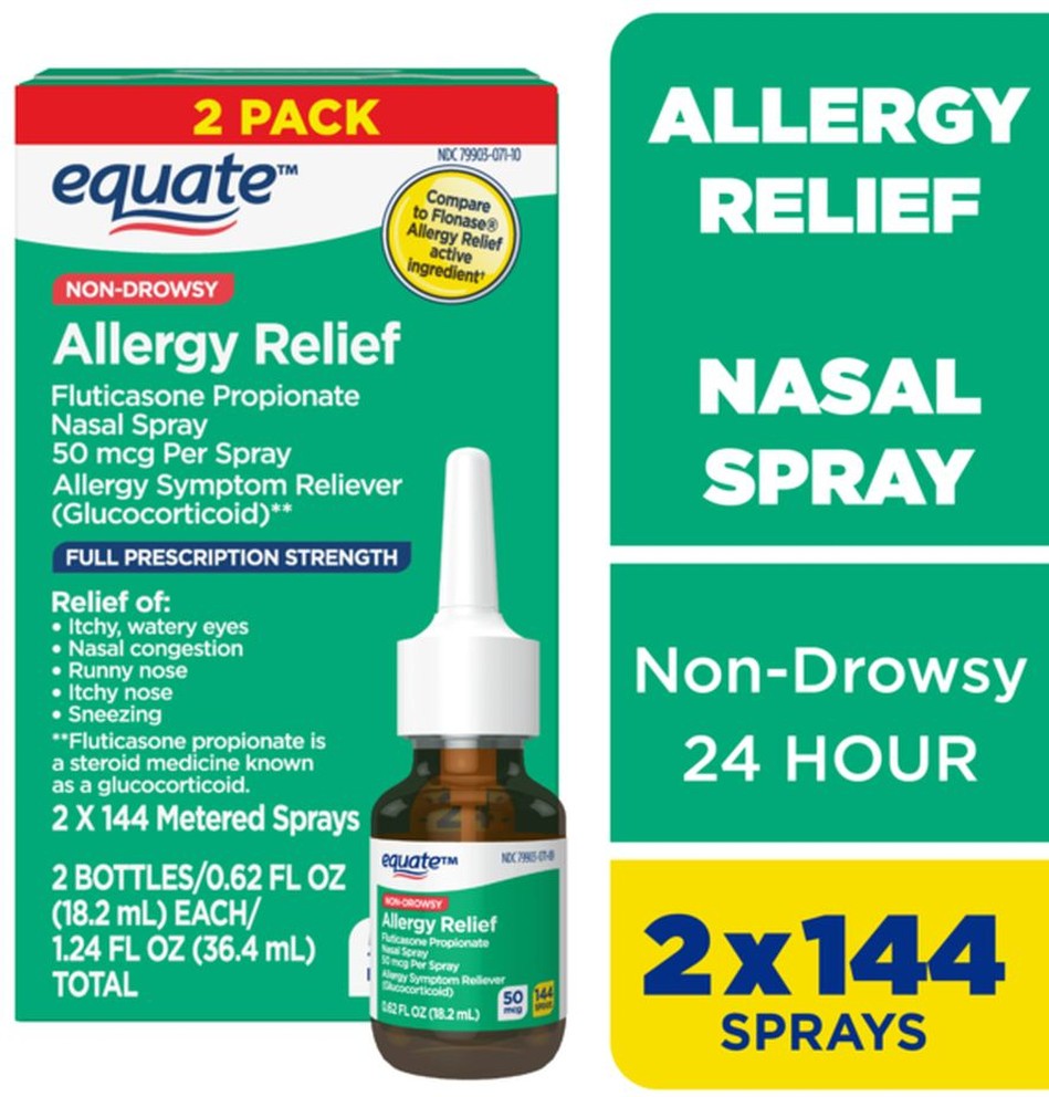 Allergy Relief, Non-Drowsy, Full Prescription Strength, 50 mcg, 2 Pack, Sprays