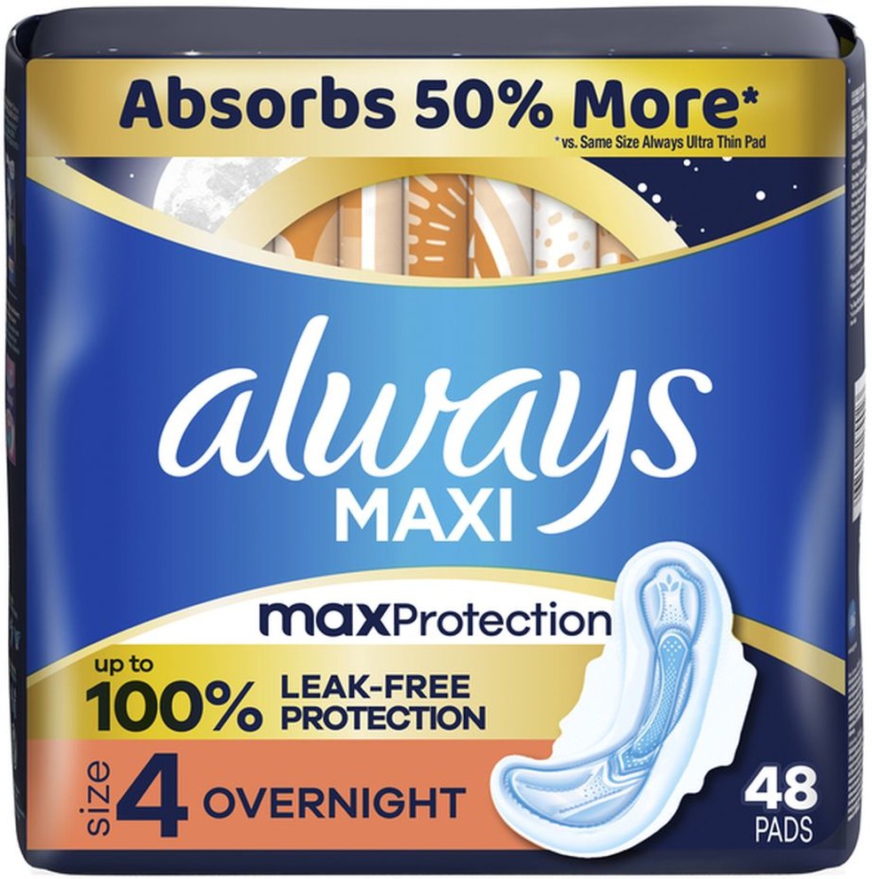 Maxi Overnight Pads With Wings Unscented