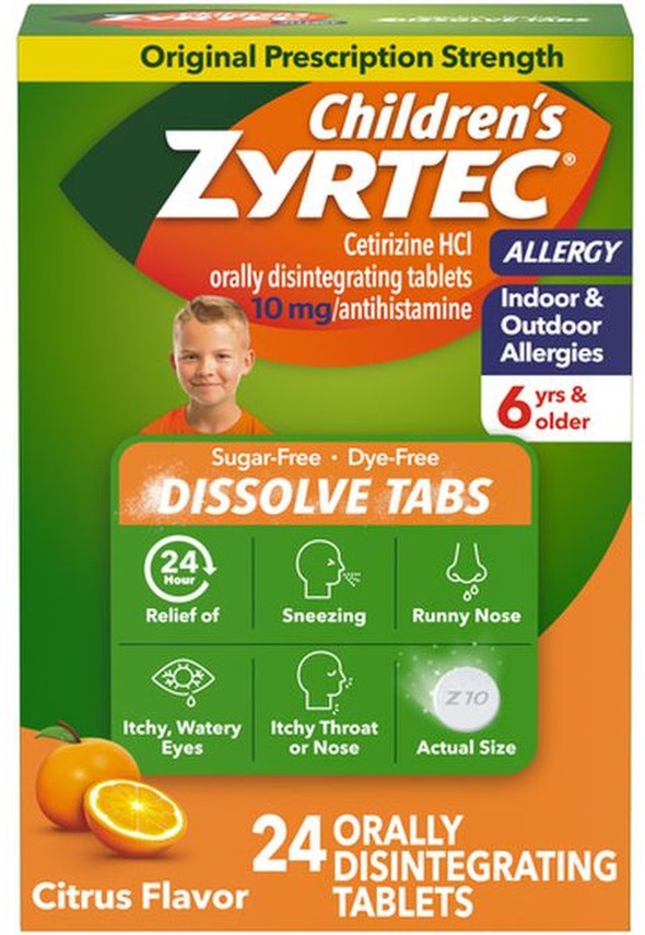 Children's 24 HR Allergy Relief Dissolve Tablets, Citrus