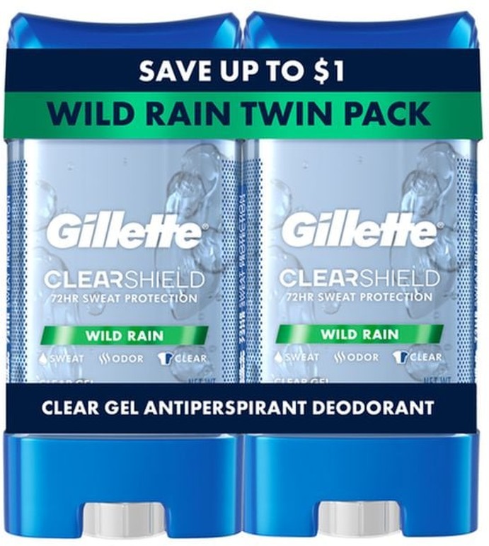 Antiperspirant and Deodorant for Men, Clear Gel, Wild Rain