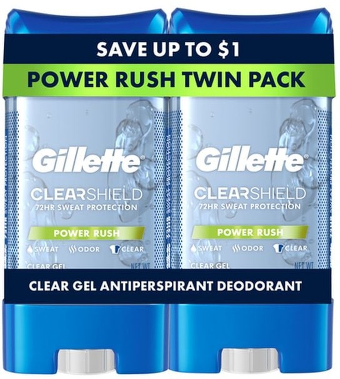 Antiperspirant and Deodorant for Men, Clear Gel, Powder Rush