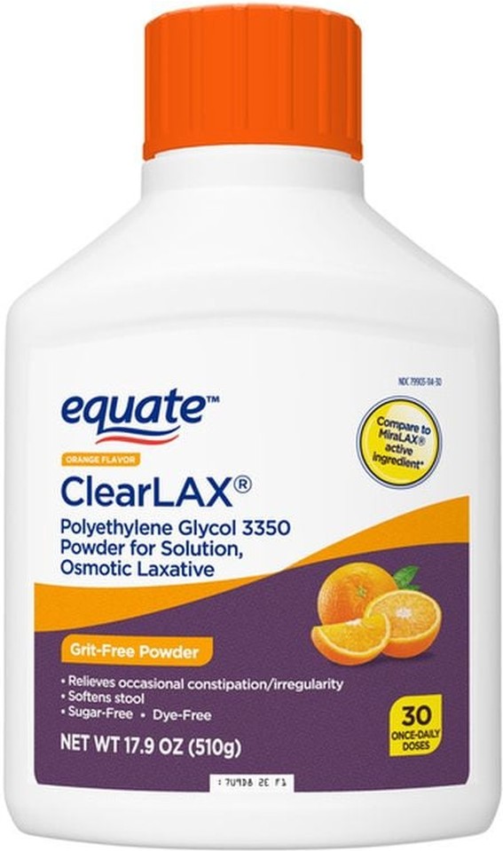 Clearlax Polyethylene Glycol 3350 Osmotic Laxative Powder For Solution, Orange