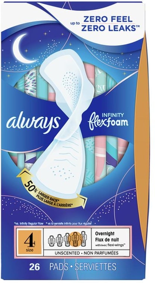 Infinity Overnight Pads, Size 4