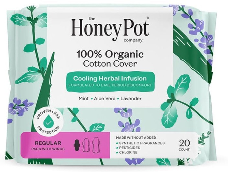 Pads, Herbal-Infused, 100% Organic Cotton Cover, Regular