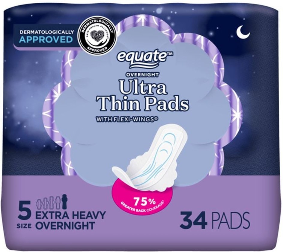 Unscented Ultra Thin Extra Heavy Overnight Pads With Wings