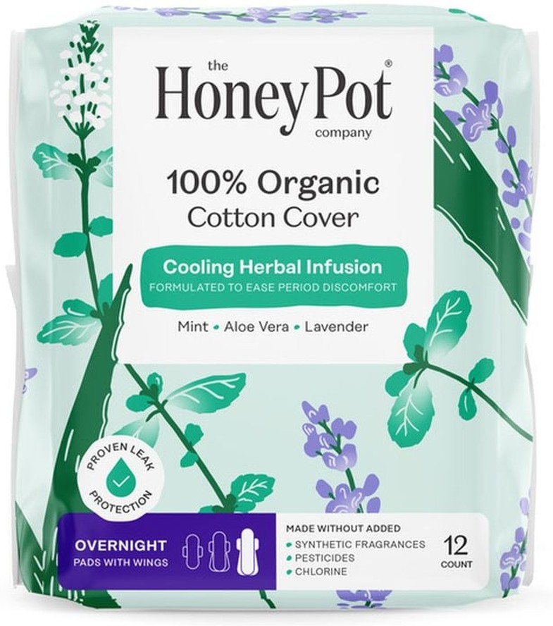 Pads, Organic, with Wings, Overnight, Herbal-Infused