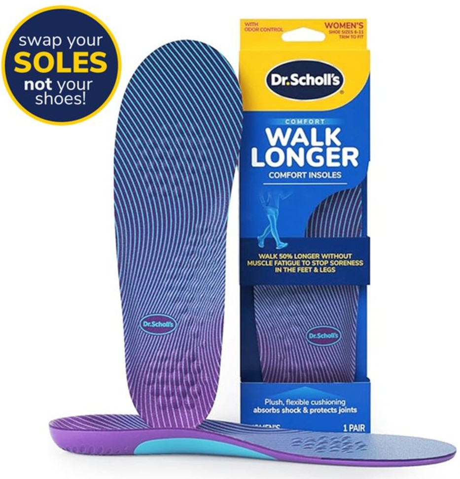 Women's Comfort Walk Longer Shoe Sizes 6-10 Insoles