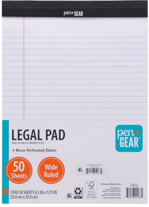 50-Sheets White Color Legal Pads Paper