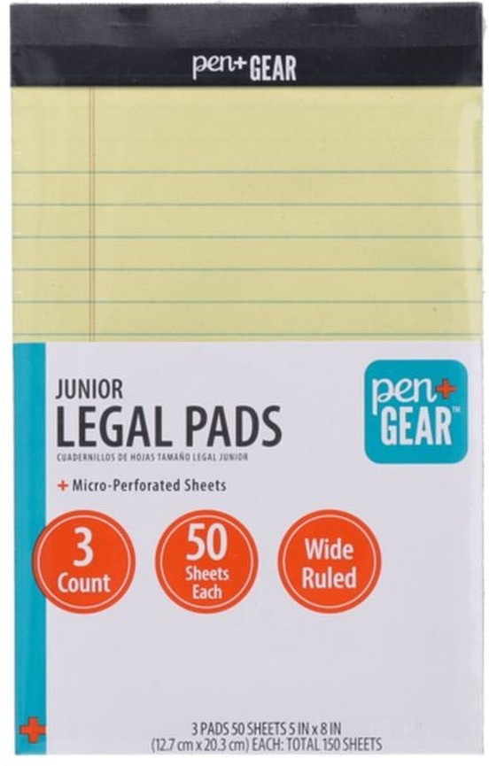 50-Sheets Wide Ruled Legal Pads - Canary Color Paper