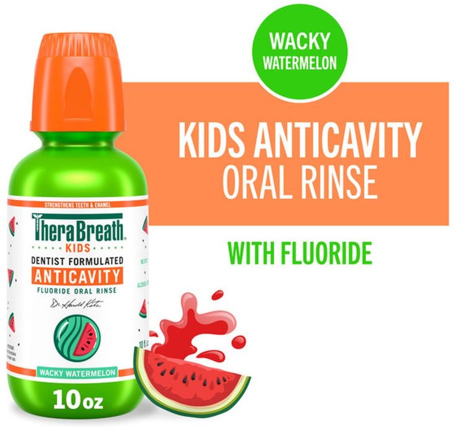 Kids Mouthwash With Fluoride, Organic Wacky Watermelon, Anticavity,
