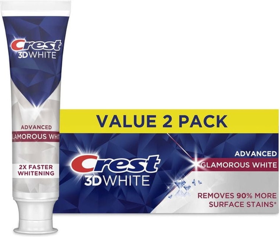 3D White Advanced Glamorous White Toothpaste, 3.3 oz, Pack of 2