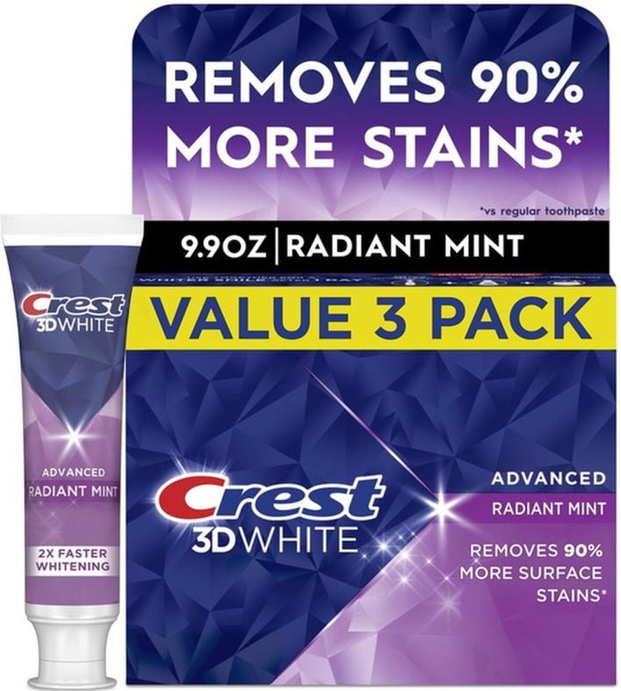 3D White Advanced Toothpaste Toothpaste, Radiant Mint, 3.3 oz, Pack of 3