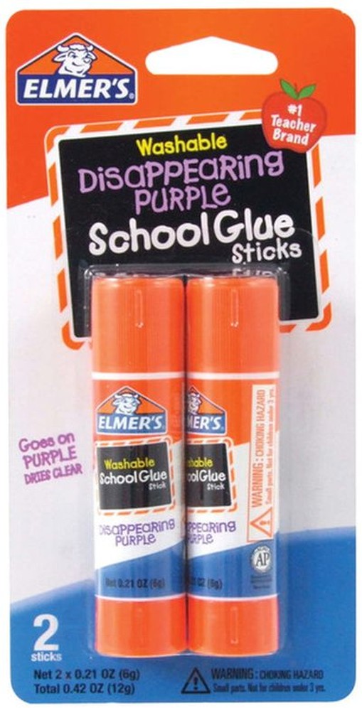 School Glue Sticks, Washable, Disappearing Purple