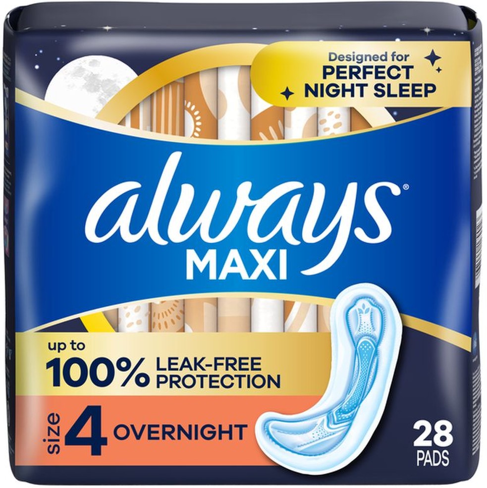 Maxi Overnight Pads Without Wings Unscented