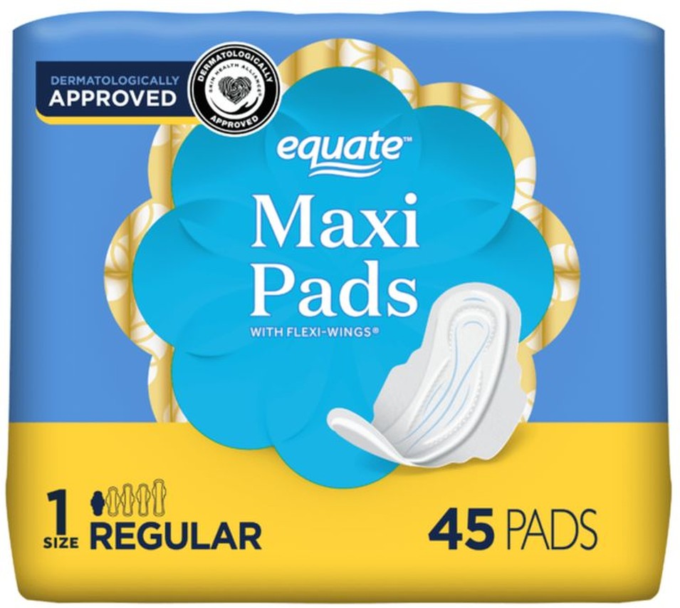 Regular Maxi Pads with Flexi-Wings, Size 1, 45 count