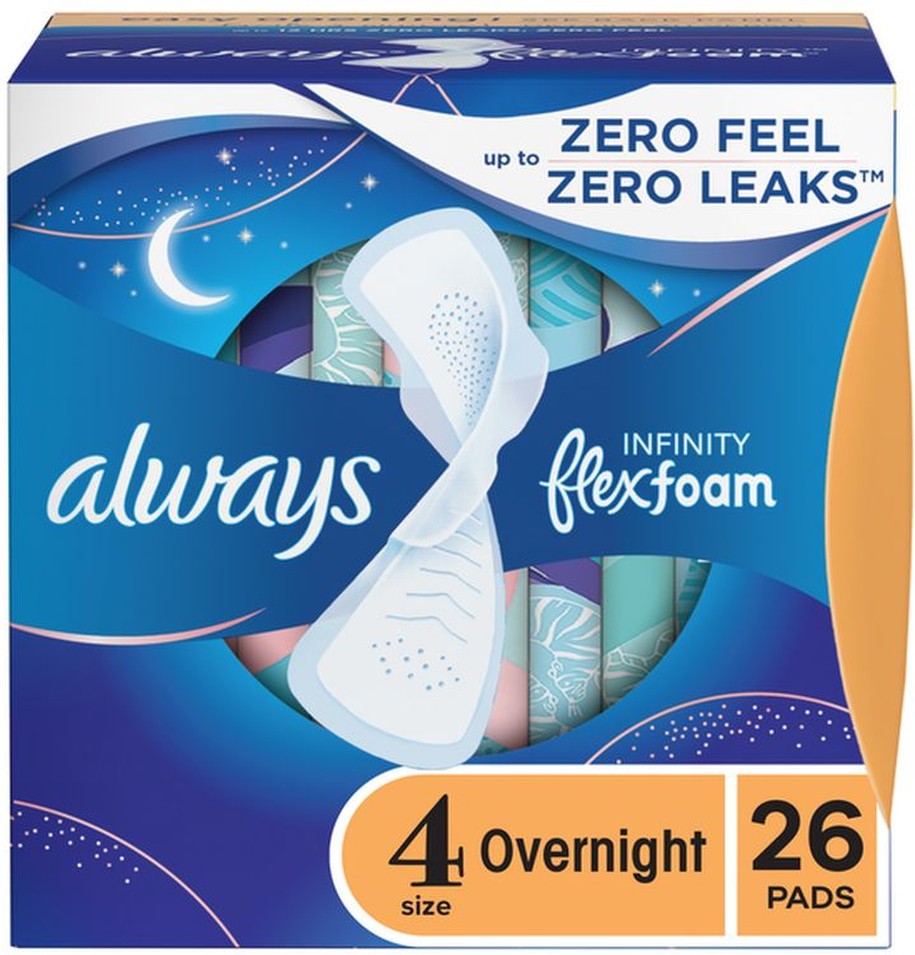 Infinity Overnight Pads, Size 4