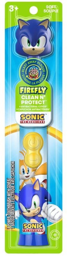 Clean N' Protect Sonic The Hedgehog Soft Power With Cover 3+ Toothbrush