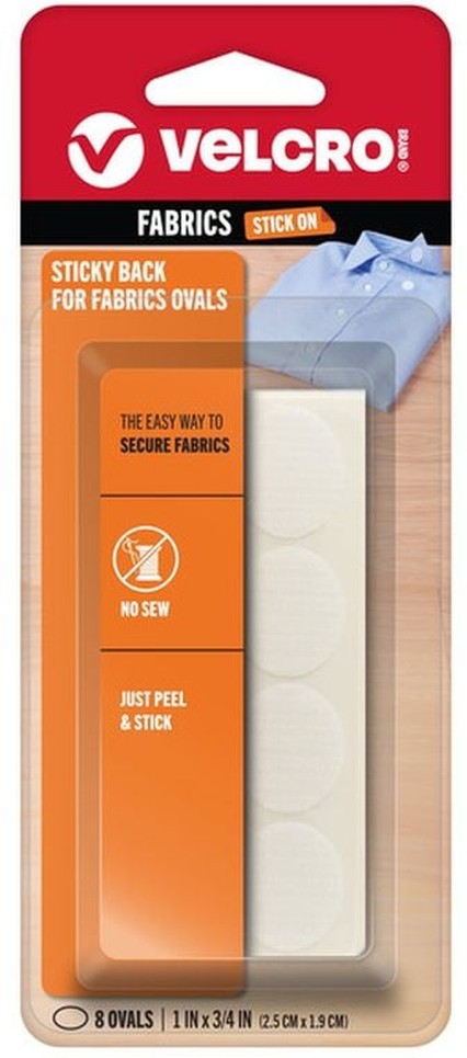 1" x 3/4" White Ovals Sticky Back Tape for Fabric