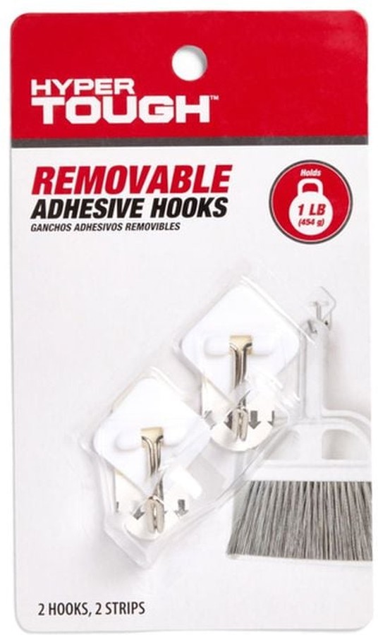 White Hinged Removable Adhesive Hooks