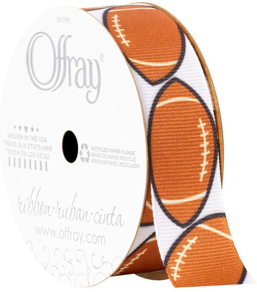 7/8" Grosgrain Football Print Ribbon