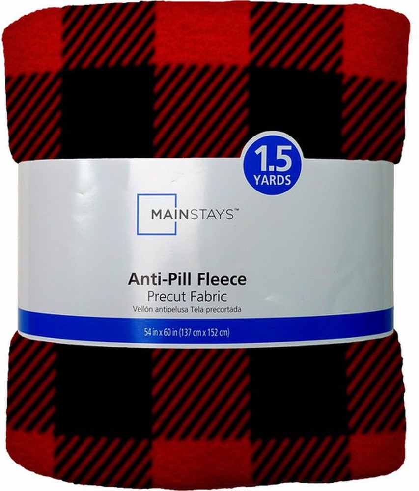 Black & Red 58 x 1.5 yd 100% Polyester Lux Anti-pill Fleece Buffalo Plaid Sewing & Craft Fabric Precut