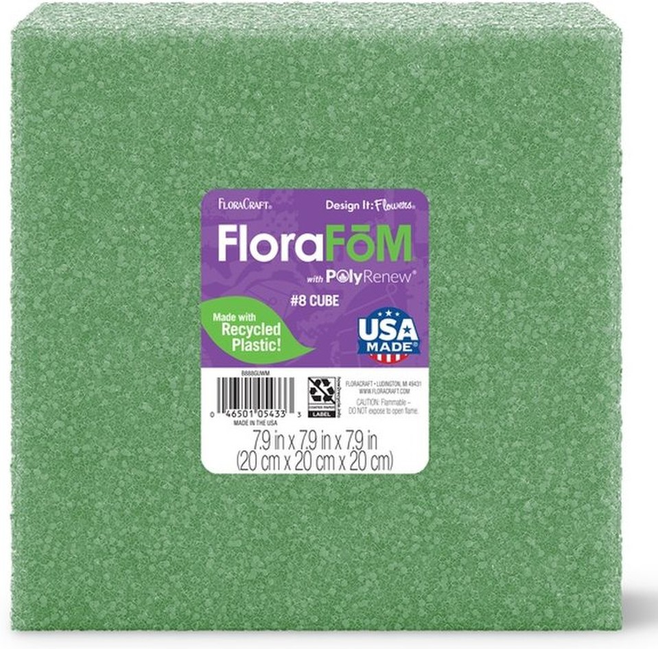 7.9" x 7.9" x 7.9" Green FloraFom Cube