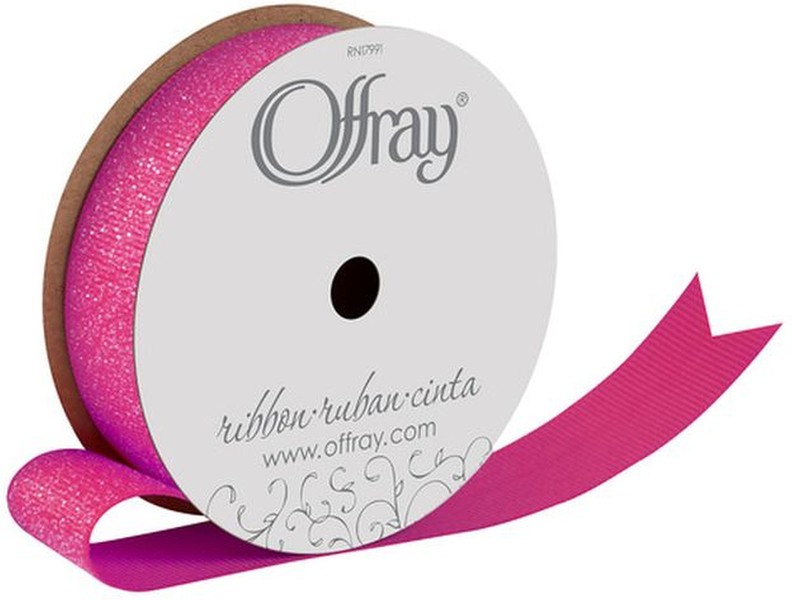 Hot Pink Glitter Grosgrain Ribbon