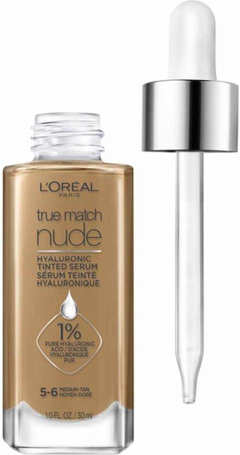 Hyaluronic Tinted Serum Foundation Makeup, Medium Tan 5-6