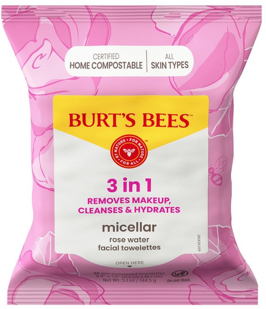 Micellar Makeup Remover Towelettes with Rose Water, Upcycled Cotton