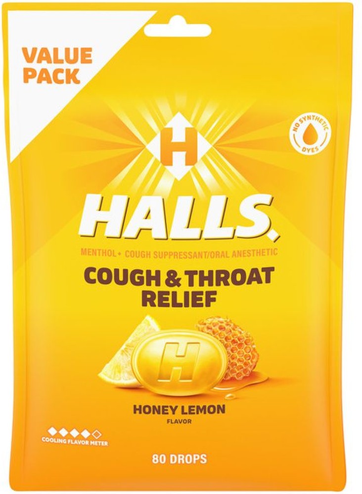 Relief Honey Lemon Cough Suppressant/Oral Anesthetic Menthol Drops