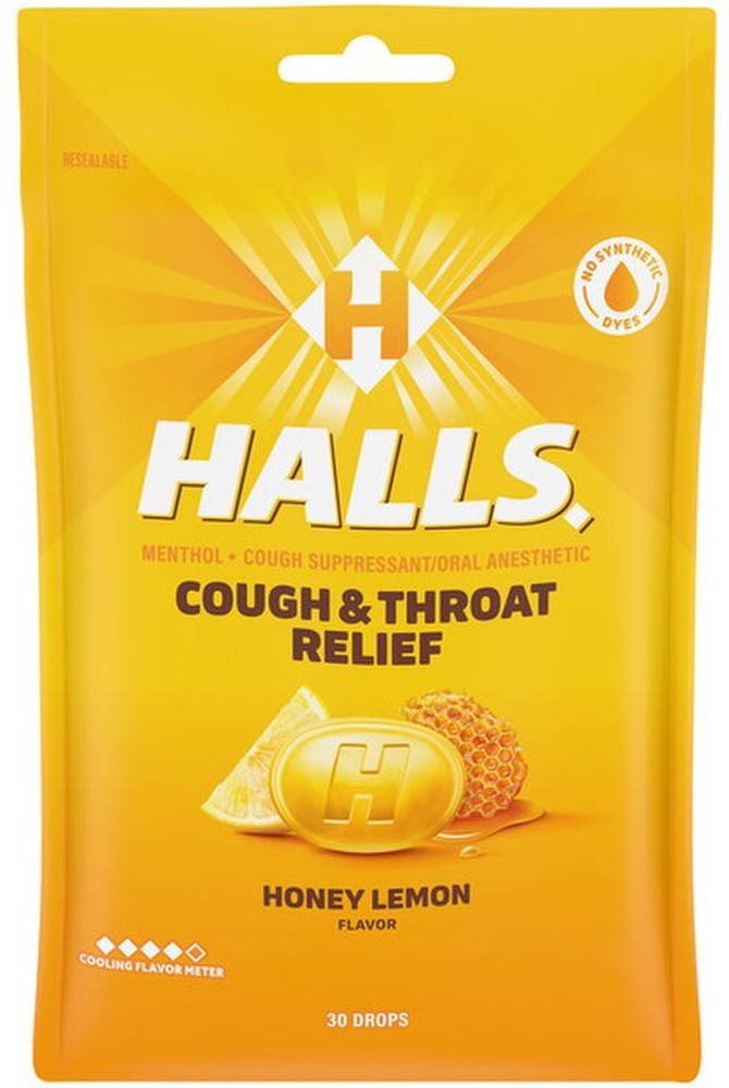 Relief Honey Lemon Cough Suppressant/Oral Anesthetic Menthol Drops