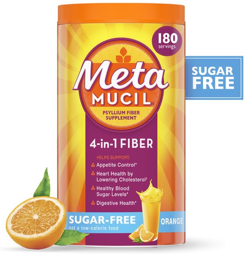 Fiber Supplement by Meta Orange Smooth Sugar Free Powder Laxative