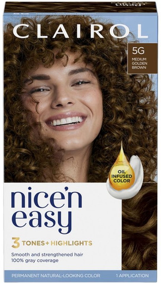 Permanent Hair Color, 3 Tones + Highlights, 5G Medium Golden Brown