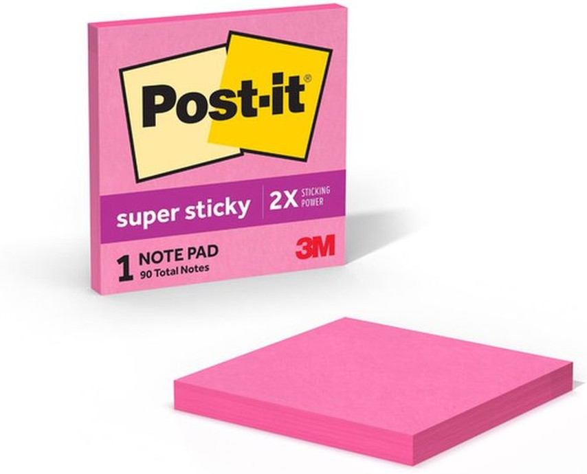 Brand Super Sticky Notes - Bright Pink - 3" x 3"