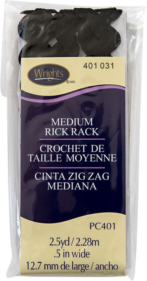 1/2" Black Rick Rack Trimming