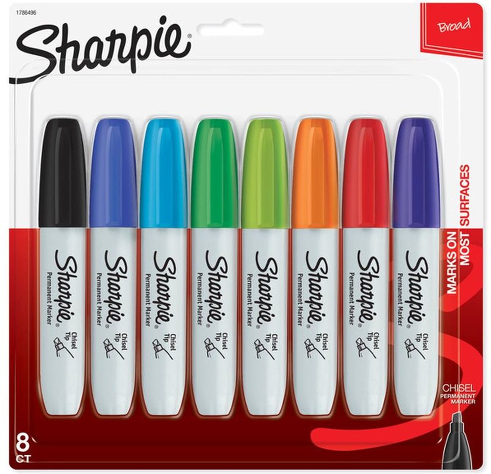 Permanent Markers, Chisel Tip, Assorted Colors