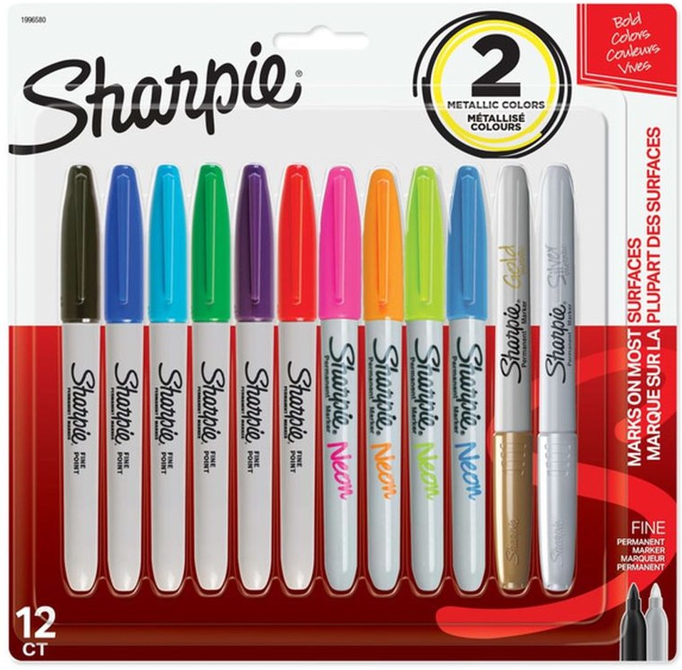 Assorted Bold Colors Fine Point Permanent Markers