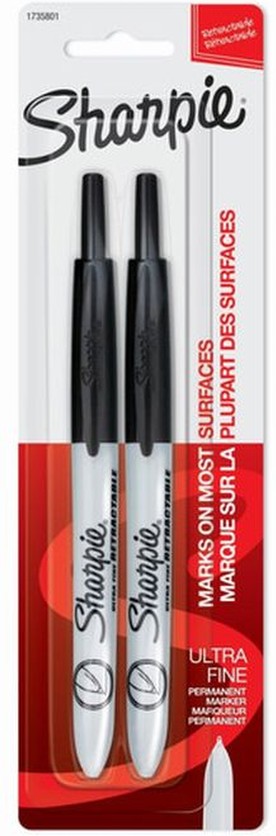 Retractable Ultra Fine Tip Black Permanent Marker