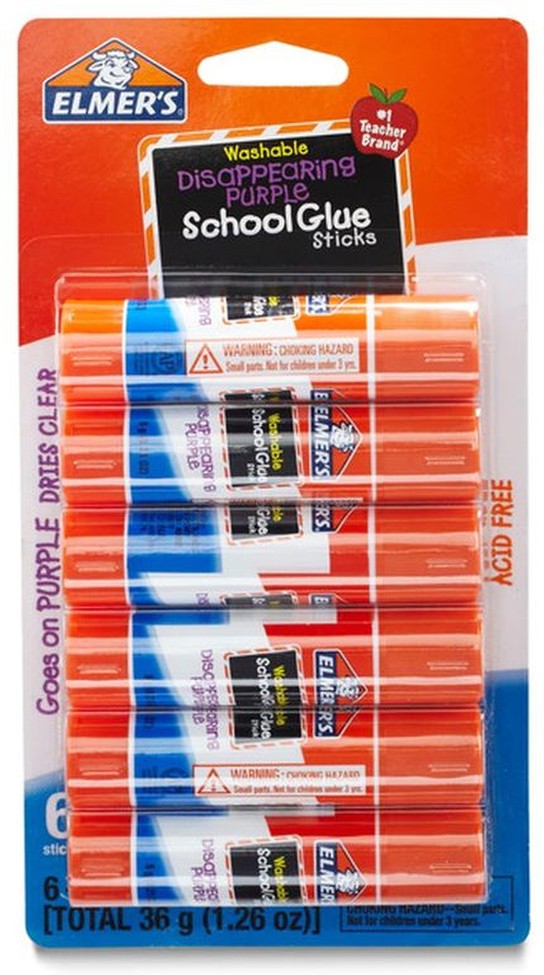 School Glue Sticks, Washable, Disappearing Purple