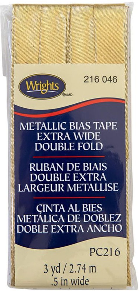 1/2" Gold Double Fold Lame Bias Tape