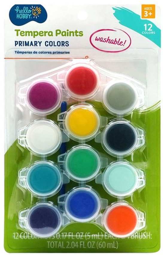 Washable Tempera Paint Strips & Paintbrush