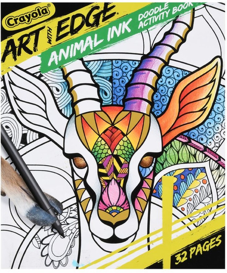 32-Page Art with Edge Animal Ink Doodling & Coloring Book