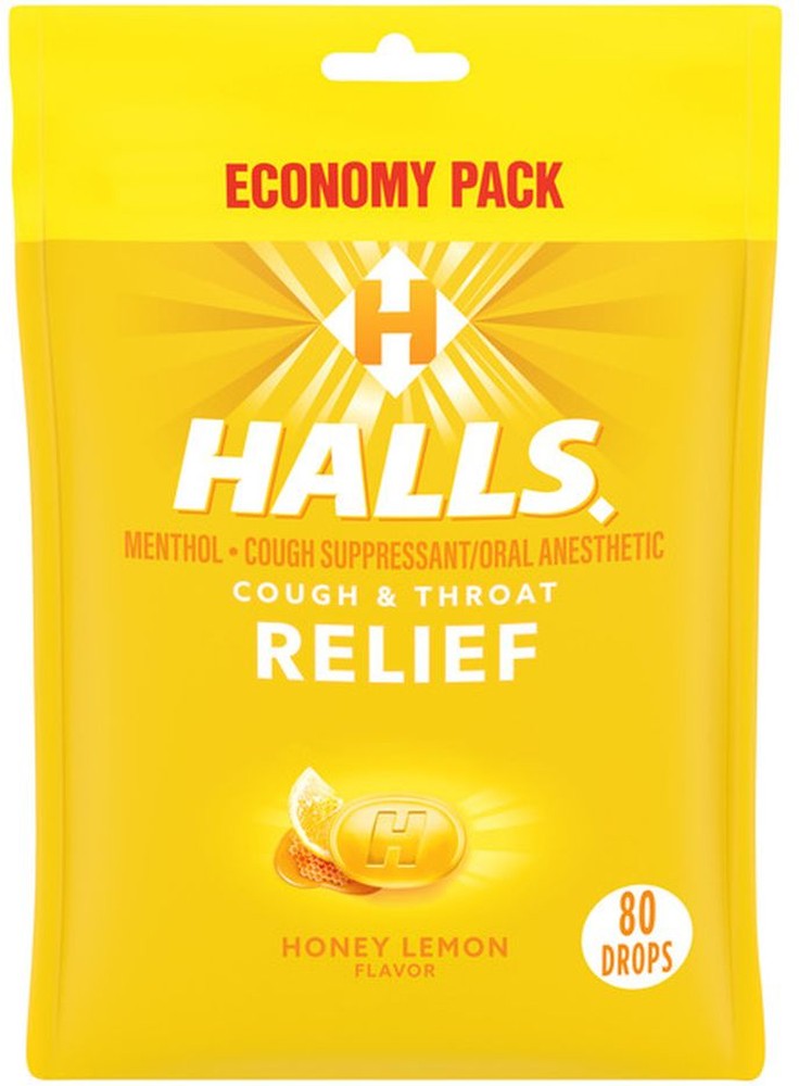 Relief Honey Lemon Cough Suppressant/Oral Anesthetic Menthol Drops