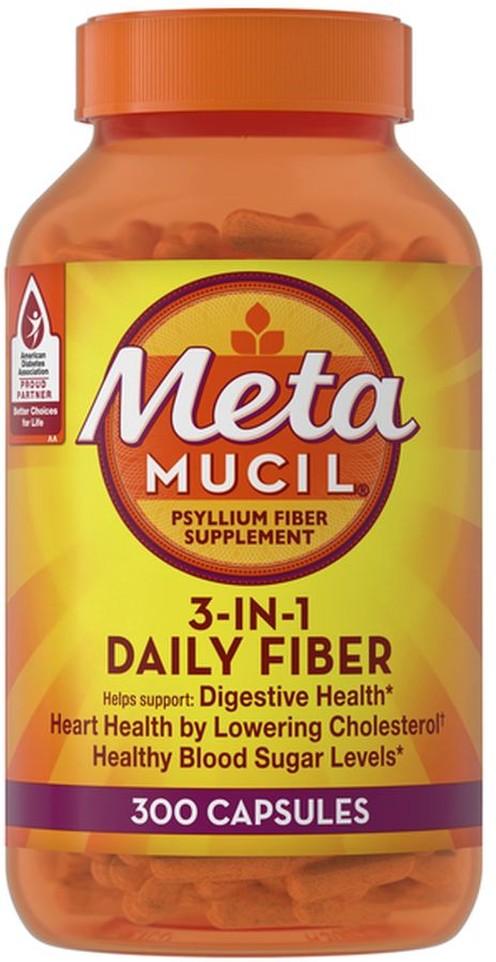 Daily Fiber Supplement Capsules, Psyllium Husk Fiber for Digestive Health